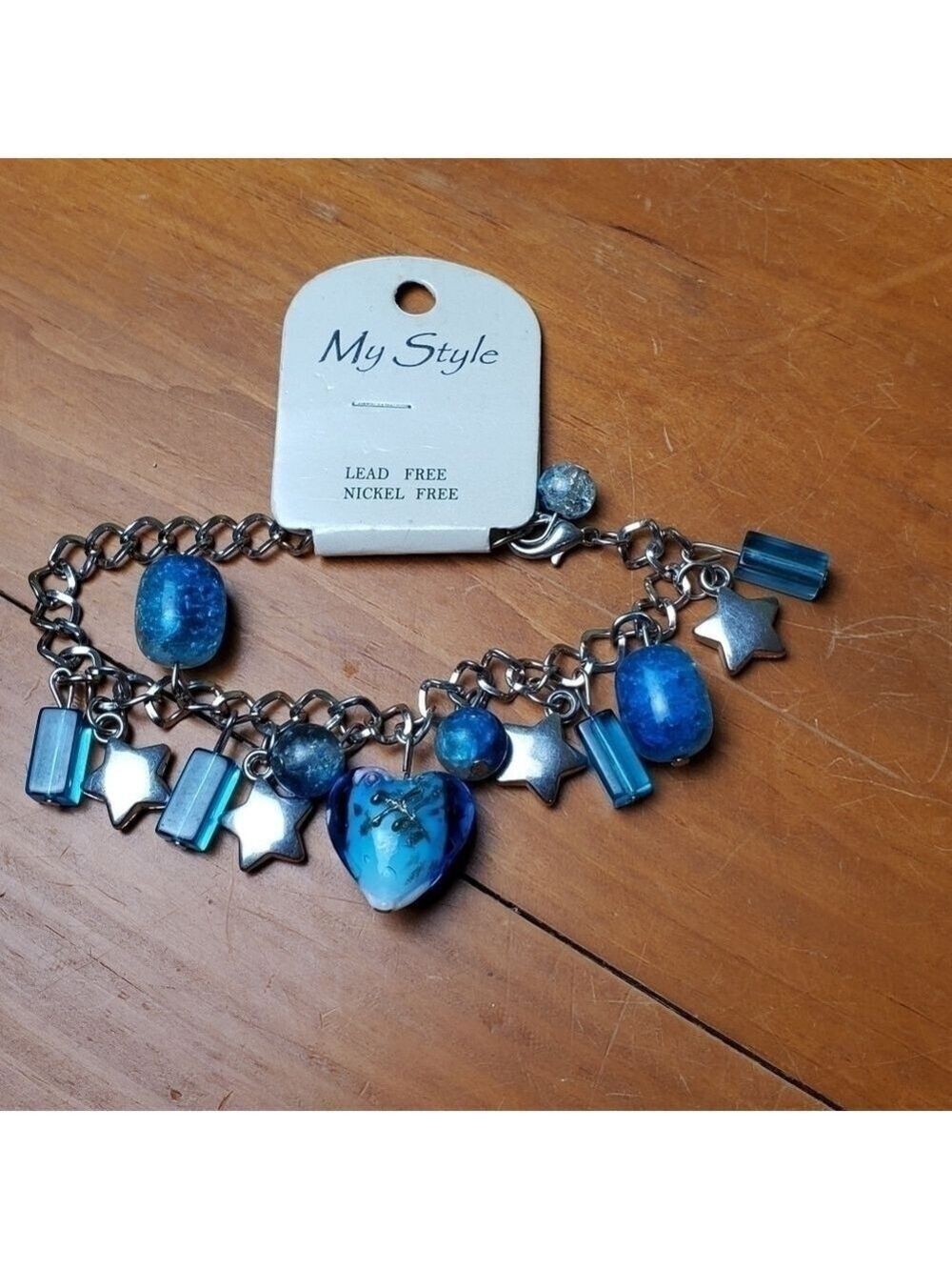 Bracelet Silver Blue White Charms NWT - Picture 3 of 4